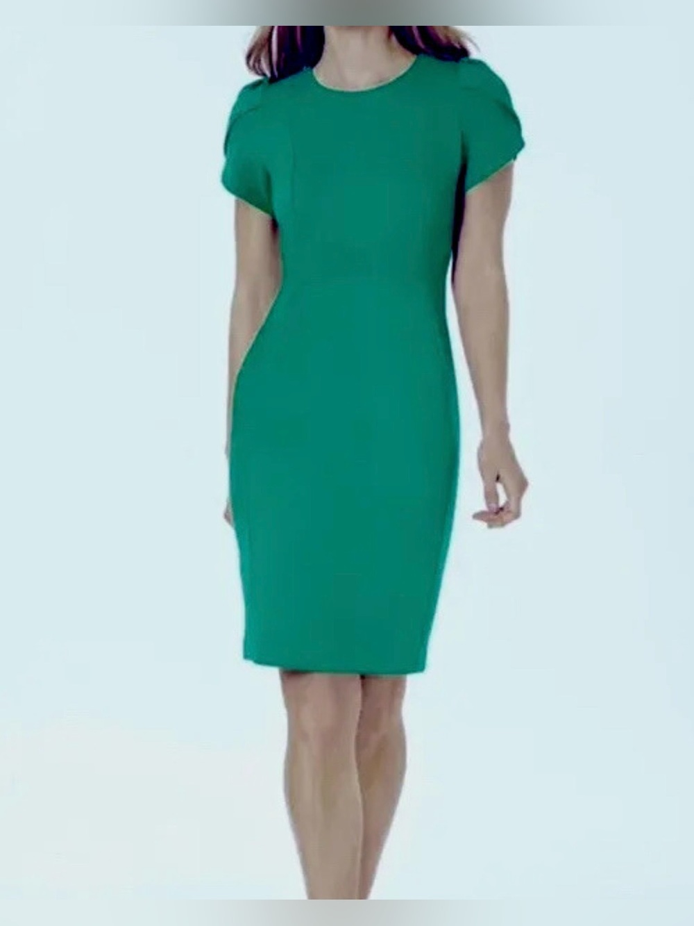 Calvin Klein Emerald Green Tulip sleeves Fitted Sheath Dress